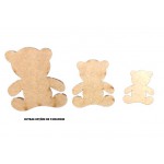 APLIQUE URSO LISO A LASER 7CM COM 3 UNIDADES MDF